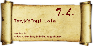 Tarjányi Lola névjegykártya